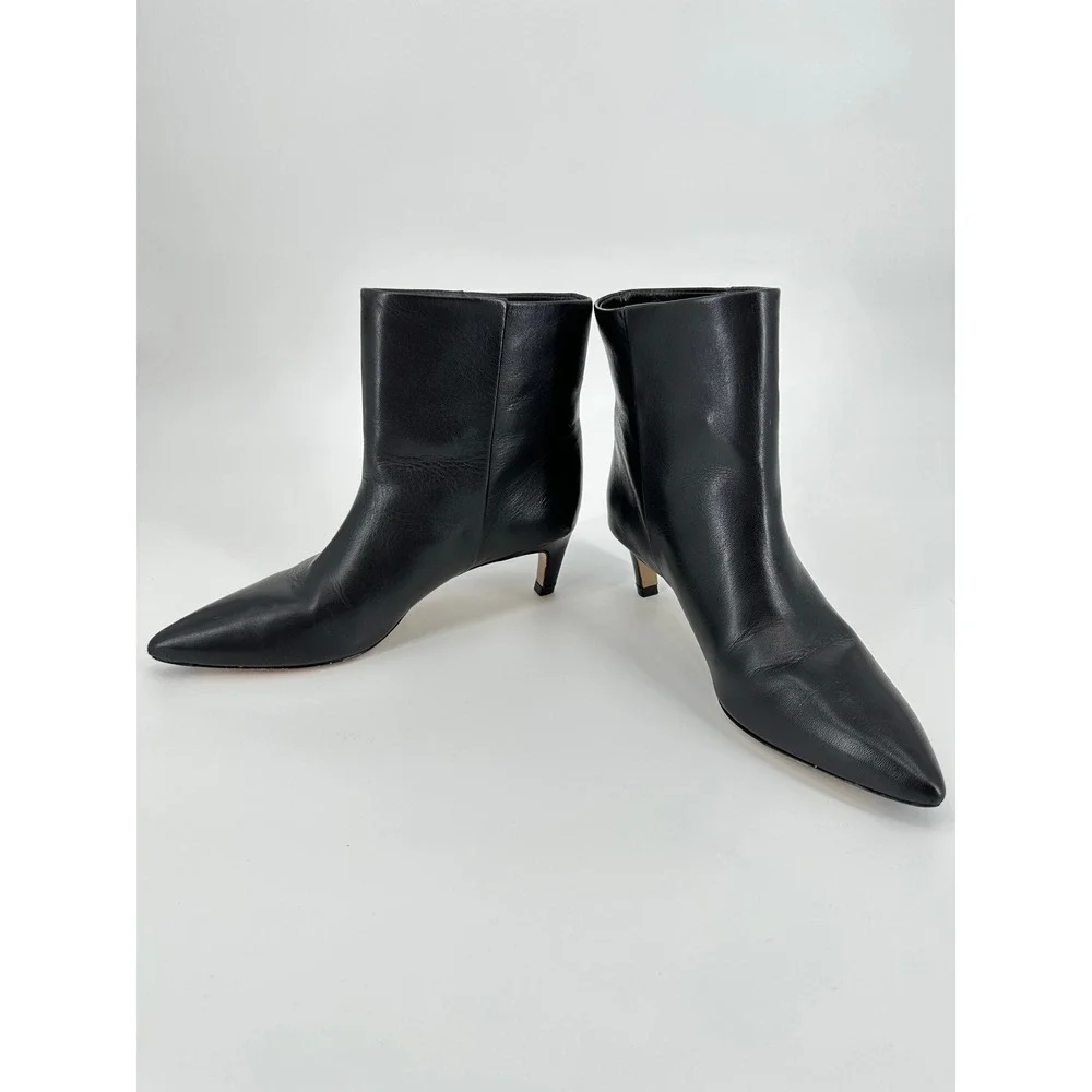 Everlane Studio Kitten Heel Bootie Black Italian Leather Pointed Toe Women's 7